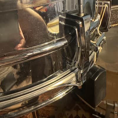 Ludwig No. 400 Supraphonic 5x14" 10-Lug Aluminum Snare Drum with Pointed Blue/Olive Badge 1969 - 1979 Chrome-Plated image 22