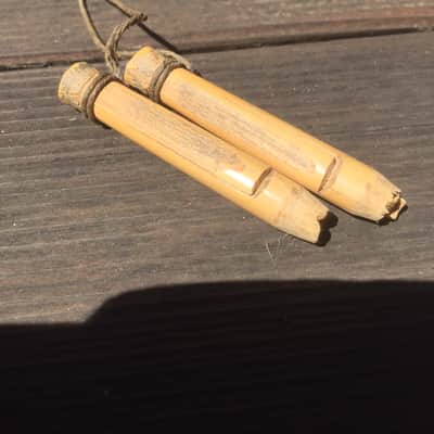 No Name Zumare Albanian Double Folk Clarinet With Cow Horn Double Bells 1970's - 80's - Natural Bamboo, Reed, Cow / Bull Horns and Vinyl Binding image 6