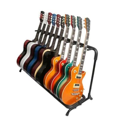 9-Slot Folding Multi-Guitar Holder Rack Stand - Ideal for Electric, Acoustic, and Bass Guitars image 1