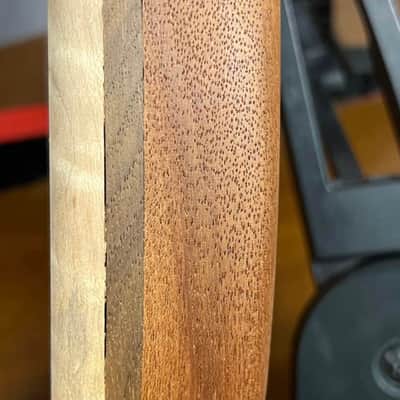 high end Offset Bass Body Unfinished Deep Curly Maple Top / Walnut Accent/ Solid One-piece Mahogany Back- limited Luthier Supply R2 image 4