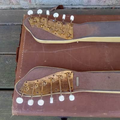 Vintage 1950 Oahu Iolana Double Neck Six String Lap Steel Guitar w/ Original Geib Hardshell Case! Kluson Keys, Valco-Built! image 12