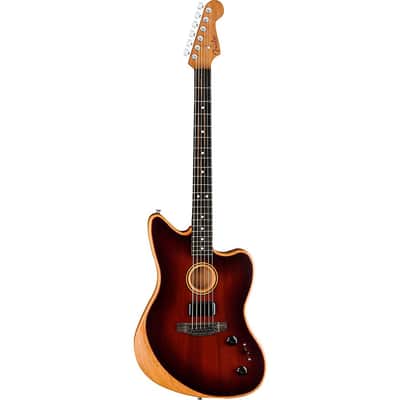 Fender American Acoustasonic Jazzmaster All-Mahogany Acoustic-Electric Guitar Regular Bourbon Burst image 3