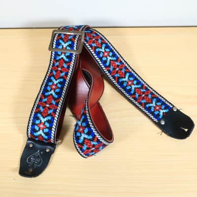 Vintage Ace Embroidered Guitar Strap Red White Blue Strap Clapton Hendrix image 2