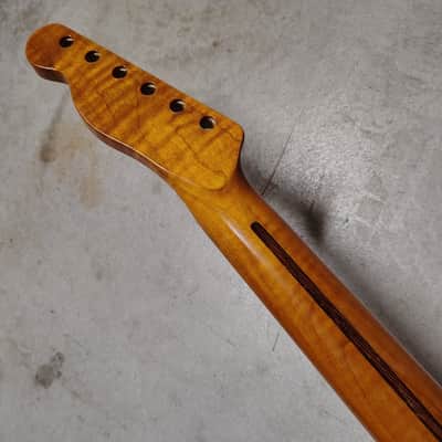 Flame Roasted Maple Tele Neck fits fender Telecaster body 21 frets 50s Gloss image 7