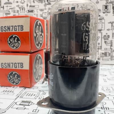 GE 6SN7GTB NOS Matched Pair Side O-Getter 1950s Tested image 2