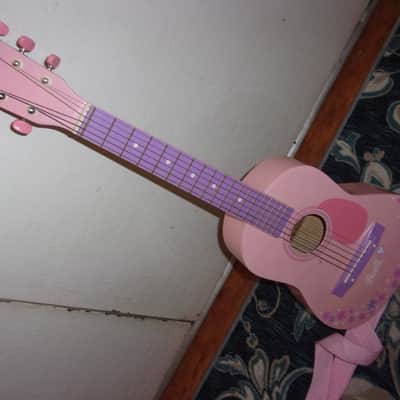 Barbie Mattel Kids Size Girls Acoustic Guitar and Pink Strap small body sounds like a Ukulele 2005 image 2