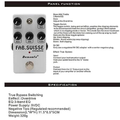Demonfx FAB SUISSE Overdrive & Gate High Quality Pedal Guitar Effect Pedal NEW! image 5