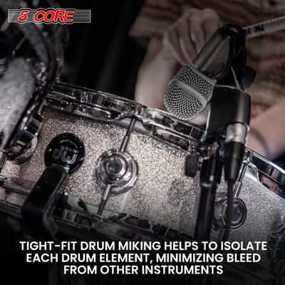 5Core Snare Mic XLR Cardioid Tom Drum Kick Instrument Microphone BLACK image 8