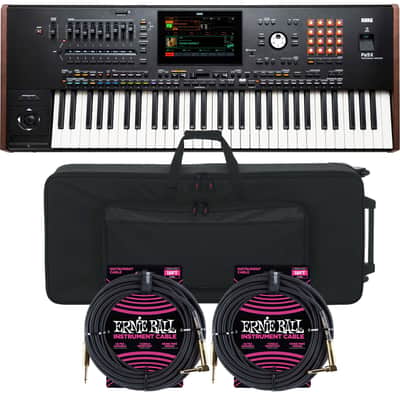 Korg Pa5X-61 61-Key Workstation, Gator GK-61 Case, (2) ErnieBall 1/4 Cables Bundle