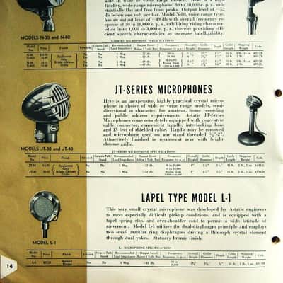 Vintage 1940's Astatic N-80S Crystal microphone High Z w Switchcraft 339A XLR cable adapter 10C 10D image 2