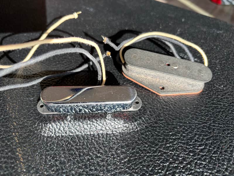 Lindy Fralin High Output Telecaster pickup set hybrid stagger - Chrome neck image 1
