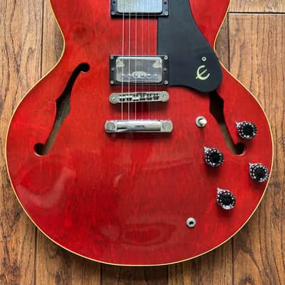 Rare 1980 Matsumoku Epiphone Riviera Semi-Hollow Blue Label Stop Tail Heritage Cherry MIJ Japan image 6
