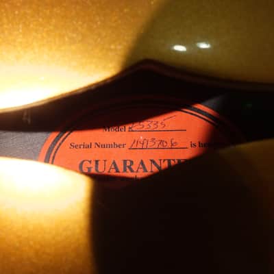 2013 Gibson ES-335 Memphis Gold Top w Dot Inlays image 14