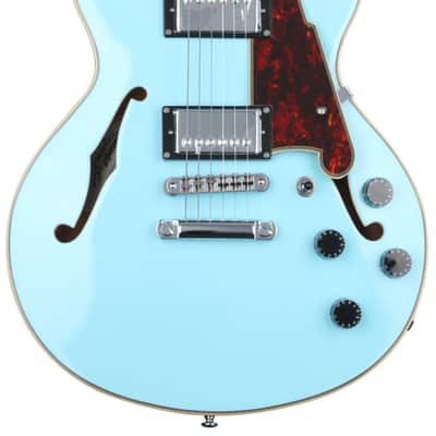 D'Angelico Premier Mini DC Electric Guitar - Sky Blue with Stopbar Tailpiece image 1