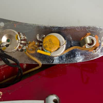 Fender  Mustang Solid Body Electric Guitar (1965), ser. #L41193, original grey hard shell case. image 19