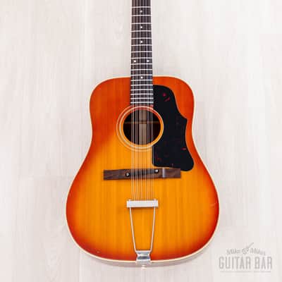 1966 GIbson B-45-12 Vintage Dreadnought 12-String Acoustic Guitar Cherry Sunburst w/ Case image 2