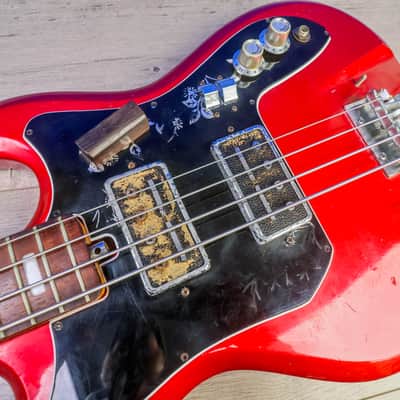 Teisco Spectrum EB-120 1960s Bass - Candy Apple Red image 5