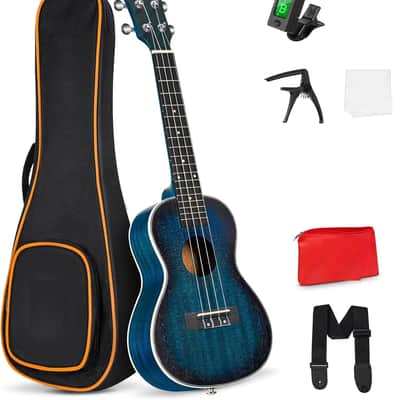 Ukulele 23" Adult Beginner Concert Ukulele Mahogany Bundle Professional Four String Wooden Hawaiian Starter Uke Kit image 1
