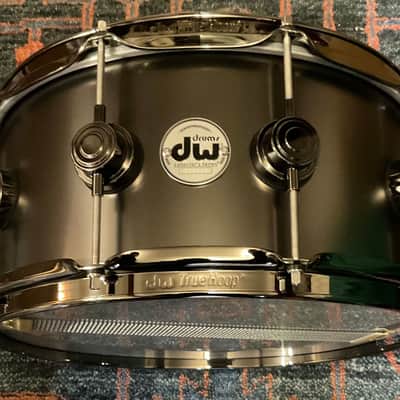 DW 6.5x14 Collector's Satin Black over Brass Snare Drum w/ Black Nickel HW image 1