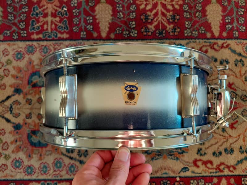 Vintage 1950s Ludwig No. 491 Pioneer 5x14" Snare Drum in Blue/Silver Duco Lacquer image 1