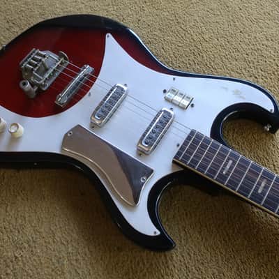 Vintage 1960s Teisco Kawai Wine Red Guitar MIJ Blues Machine Ry Cooder Hound Dog Taylor 2 PU Rare 24.5 scale image 3