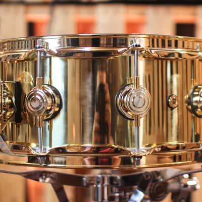 DW 5.5x14 Collector's Bell Brass Snare Drum w/ Gold Hardware image 2