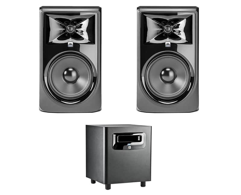 2x JBL 308P MkII 8" Active Speaker Powered Monitor Pair + LSR310S Subwoofer Sub image 1