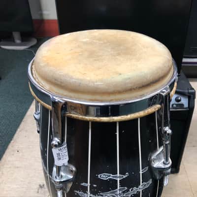 Pair Classic Vintage King Conga Drums ( Quinto , Conga Size ) 1960's Black with Stripes image 5