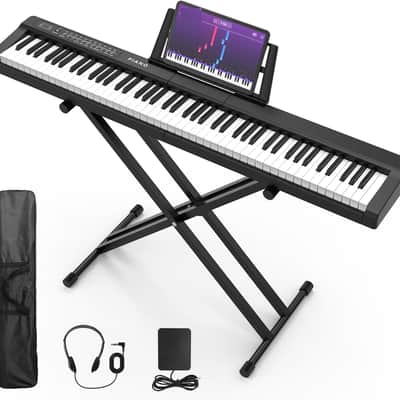 Digital Piano 88 Key Full Size Semi Weighted Electronic Keyboard Piano Set with Stand,Built-In Speakers,Electric Piano Keyboard with Sustain Pedal,Bluetooth,MIDI/USB/MP3 for Beginners Adults image 1