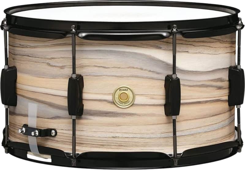 Tama Woodworks Poplar Snare Drum, 14" x 8", Natural Zebrawood Wrap image 1