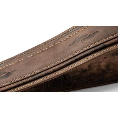 Taylor Element Distressed Leather Guitar Strap - Dark Brown 3" image 3