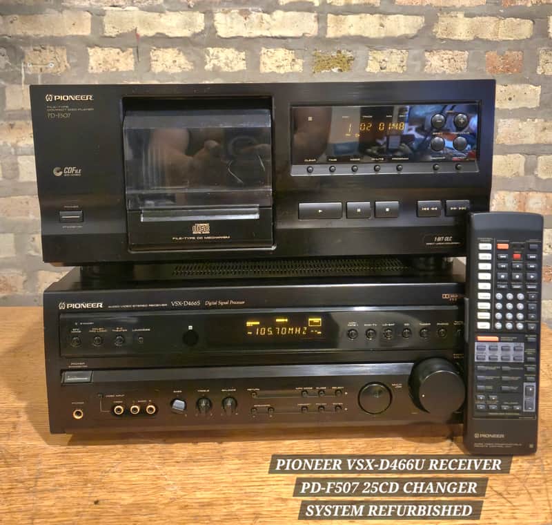 PIONEER  VSX-D466U receiver/PD-F507 25 cd changer  1997 w remote -refurbished image 1