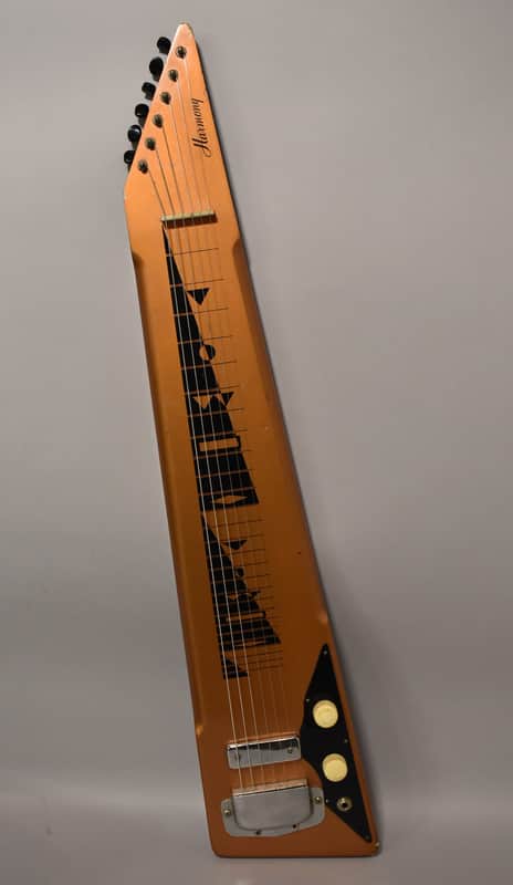 1966 Harmony H-1 "Shark Tooth" 6-String Lap Steel Copper image 1