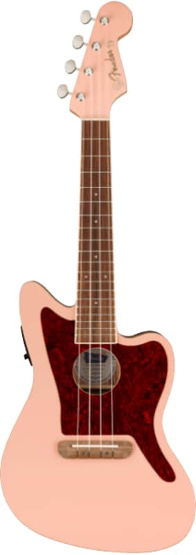 Mint Fender Fullerton Jazzmaster Acoustic Electric Concert Ukulele, Shell Pink image 1