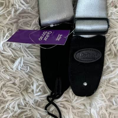 On-Stage Model # GSA20GR Seatbelt Guitar Strap with leather ends, Gray