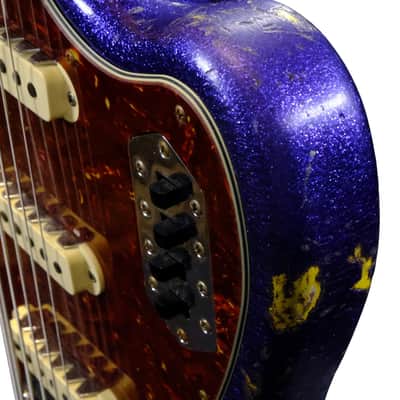Fender Custom Shop Bass VI Journeyman Relic - Purple Sparkle over Graffiti Yellow image 9