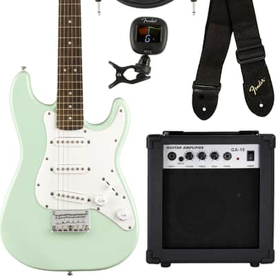 Fender Squier 3/4-Size Kids Mini Strat Electric Guitar - Surf Green w/ Amplifier image 1