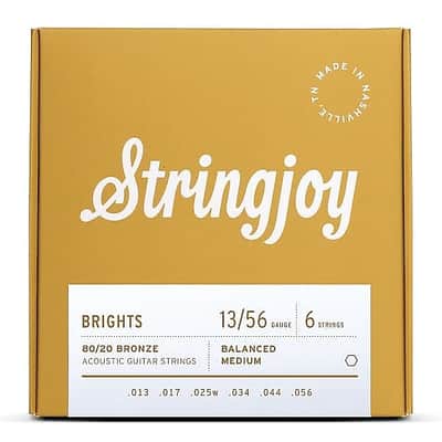 Stringjoy Brights | Medium Gauge (13-56) 80/20 Bronze Acoustic Guitar Strings image 2