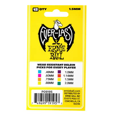 Ernie Ball Everlast 1.5mm Yellow Guitar Picks, 12 Pack - 9195 image 4