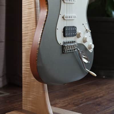 Custom Metallic Grey Strat Style HSS. Genuine Mahogany & Flame Maple Binding. image 2