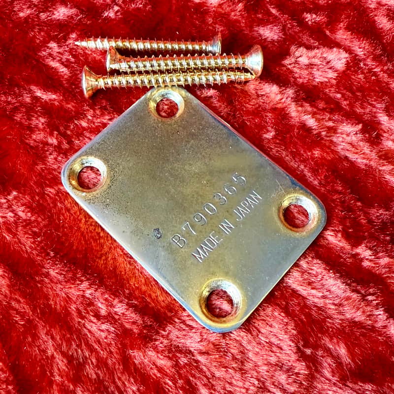 Ibanez Guitar neck plate  1979 - Gold 4 bolt original vintage Fujigen MIJ Japan image 1