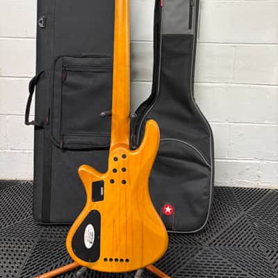 Light Weight Schecter Stiletto Session-5 FL Active Fretless 5-String Bass 2010s - Natural Satin image 8