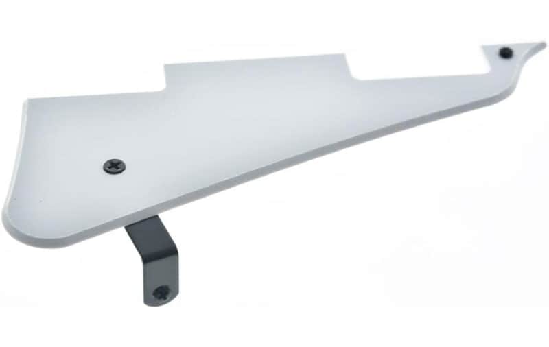 Solid White 1 Ply LP Guitar Pickguard with Black Stainless Steel Bracket and Steel Mounting Screws for USA Les Paul