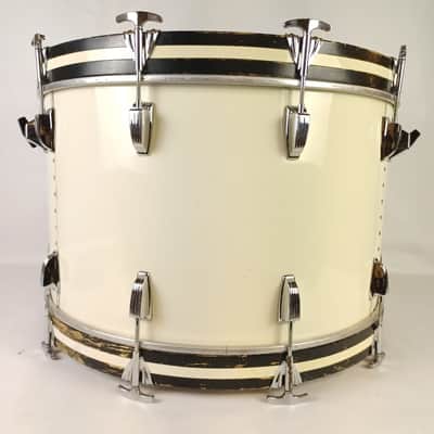 Ludwig 14x24"White Cortex 6Ply Maple Bass Drum Blue/Olive Badge Kick USA Classic image 4