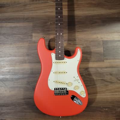 USA MADE Custom Fender Lic. Stratocaster Satin Fiesta Red w/Indian Rosewood, Fender Tex-Mex Pickups image 3