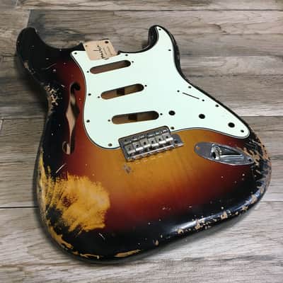 Made to Order - FRANCHIN Mercury F guitar body Relic Aged 100% Nitro Lacquer (Sunburst/ Black/ White/ Blue/ Green/ Yellow/ Red/ Pink/ Burgundy/ Purple/ Gold/ Silver, etc.) Basswood Poplar Stratocaster-Strat-S-Style F-hole Thinline Made in Italy image 23