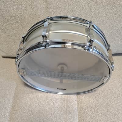Ludwig No. 404 Acrolite 5x14" 8-Lug Aluminum Snare Drum with Pointed Blue/Olive Badge 1969 - 1979 - Matte Aluminum image 6