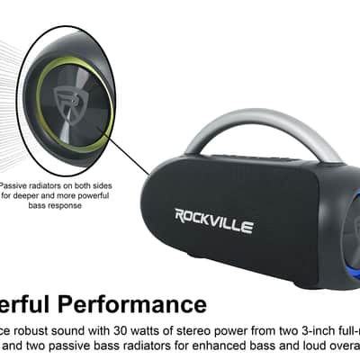 (2) Rockville RPB-D3 IPX5 Portable Bluetooth Speakers Boomboxes w/Wireless Link image 3