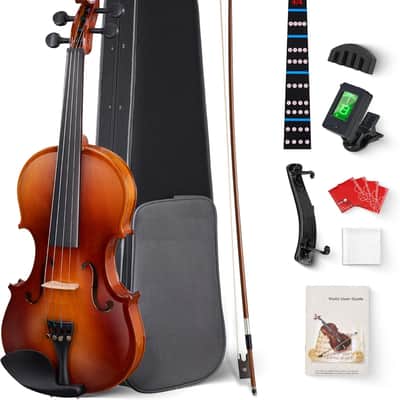 Violin 4/4 Full Size Set Fiddle, Handcrafted Starter Acoustic Violins Kit with Solid Wood Side Board, Lightweight Hard Case for Beginners, Teens, Child, Kids Age 12+, Adults, Right Handed image 1