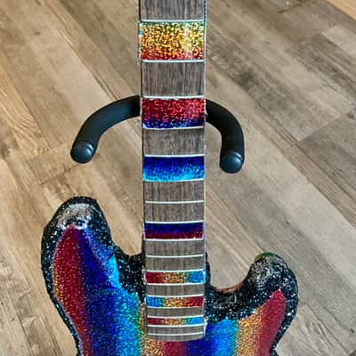 4-String Bass Guitar - Rainbow Sparkle Pride image 3